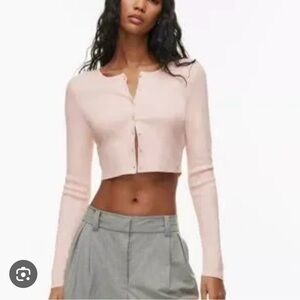 Aritzia Light Pink Cropped Cardigan